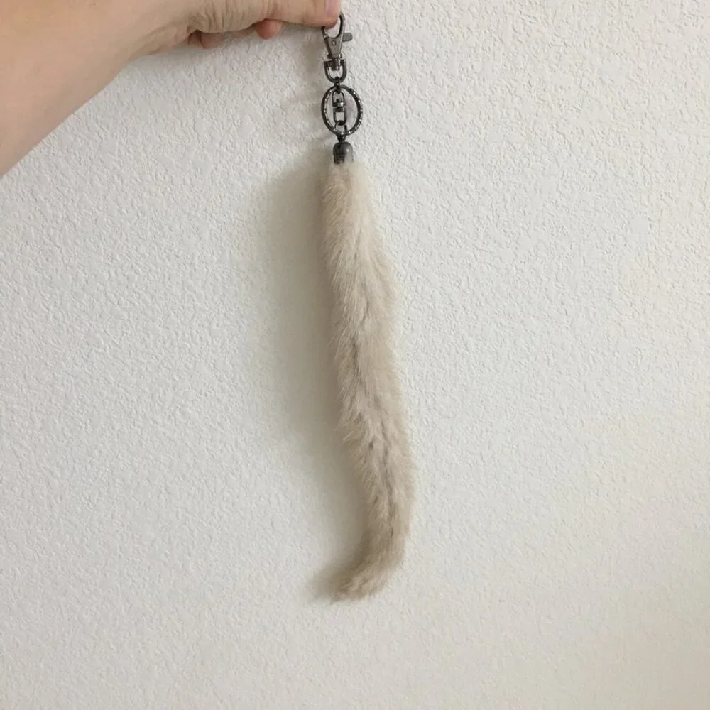 Animal Fur Tail Keychain Cream/Beige